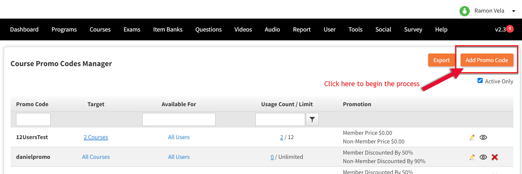 How to add a promo code Oasis LMS